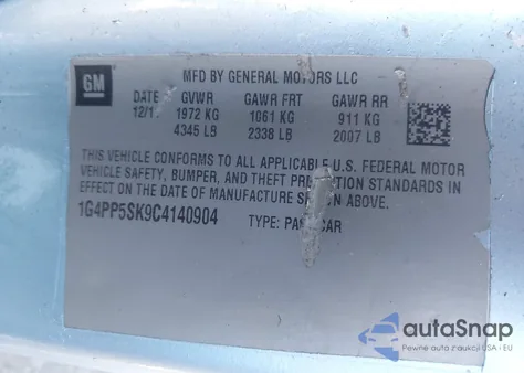 2012 Buick Verano from USA, damaged, VIN 1G4PP5SK9C4140904